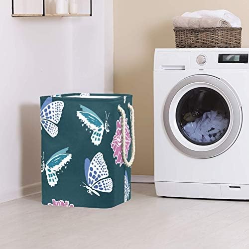 Deyya butterfly Flowers Flying korpe za veš Hamper visok čvrst sklopiv za odraslu decu Tinejdžeri dečaci Devojčice u spavaćim sobama kupatilo 19, 3x11, 8x15, 9 in/49x30x40, 5 cm