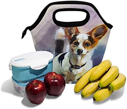 Alaza izolovana torba za ručak Freezable Lunch Box za djecu žene djevojčice dječaci i muškarci, Aquarelor Corgi Cooler prijenosni Zipper torba za ručak Tote za radni školski piknik