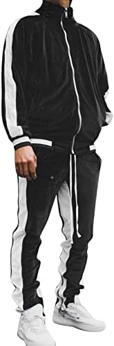 Muški zimski baršunasti trenerke 2 komada boja blok pune patentne patentne jakne i hlače Sportski set toplo debeli ležerni duks
