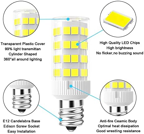 Lacnooe E12 LED Sijalice C7 sijalica 5W dnevna svjetlost Bijela 6000k 120v kandelabra sijalica E12 baza 40W sijalice sa žarnom niti