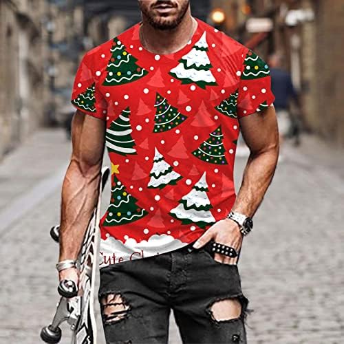Wybaxz 2022 božićni muško jesen zima casual kratki rukav božićni 3D tiskani majice modna gornja bluza Muškarci