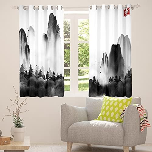 Erosebridal Crno-bijelo prozori za djecu dječje tinejdžere, botaničke zavjese u džungli i vodeni objekti, zavese za unošenje montažnih prozora, pejzažnog pranja Slikarstvo DEKOR 104 X84