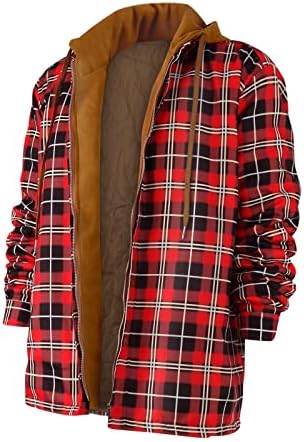 YMoSRH jakne za muške muške prekrivene obložene gumb dolje dolje karirane košulje dodaju baršuna da drži topla jaknu sa kaputom za