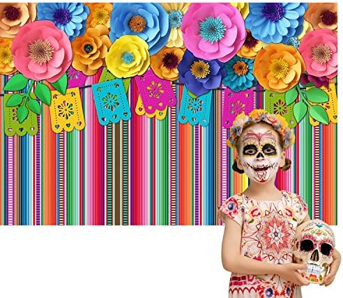 HUAYI 7x5ft Fiesta Tema Party pozadina Cinco De Mayo šarene pruge papir cvijeće Meksički Festival rođendan Baby tuš fotografija pozadina Photoshoot Studio rekviziti W-1963…