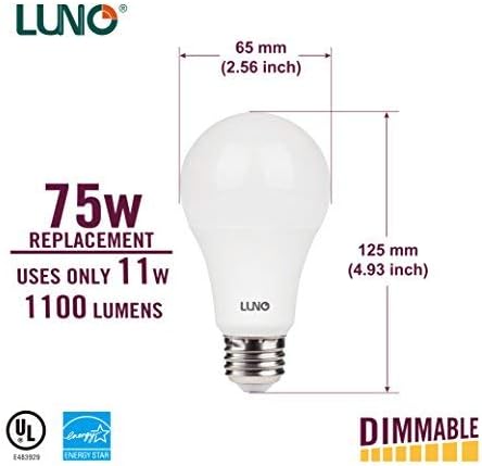 LUNO A19 dimabilna LED sijalica, 11w , 1100 lumena, 4000K , Srednja baza, UL & ENERGY STAR