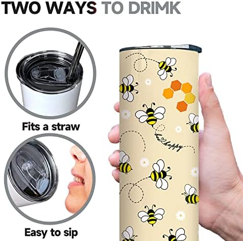 Ceovfoi čaša za pčele sa poklopcem i Slamnatom pčelinjom šoljom pčela Sretna šolja za kafu šolja meda pokloni za žene tratinčica cvijeće