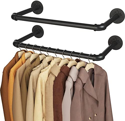 UlSpeed stalak za odjeću, 20in zidni industrijski cijevni stalak za odjeću, stalak za odjeću Space Saver viseći stalak za odjeću, odvojivi stalak za odjeću za teške uslove rada, višenamjenski viseći štap za ormar, 2 pakovanja
