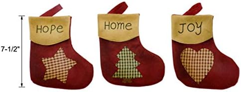 Cvhomedeco. Primitivni vintage dizajn 7-1 / 2 inčni božićno stablo viseći čarape sa šivenim porukama Nadam se da home Joy Xmas Viseće