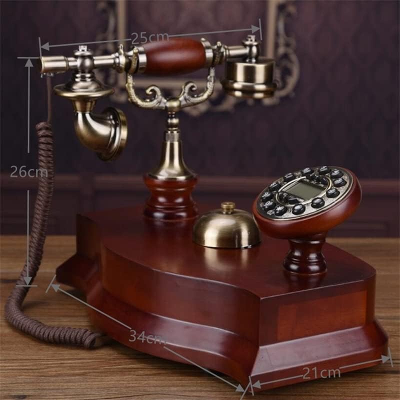 N / A Starinski fiksni telefon Mehanički zvoni Pastoralni retro Početna Office Solid Wood Lanline Telefon plava pozadinsko osvetljenje