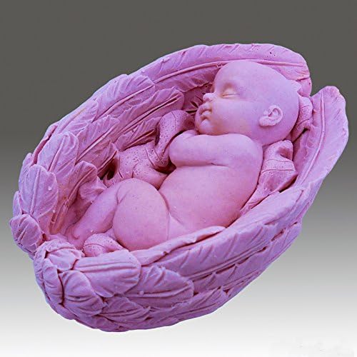 Baby spava u anđeoskom krilu - 3D sapun / svijeća / polimer / glina / hladni porculan silikonski kalup
