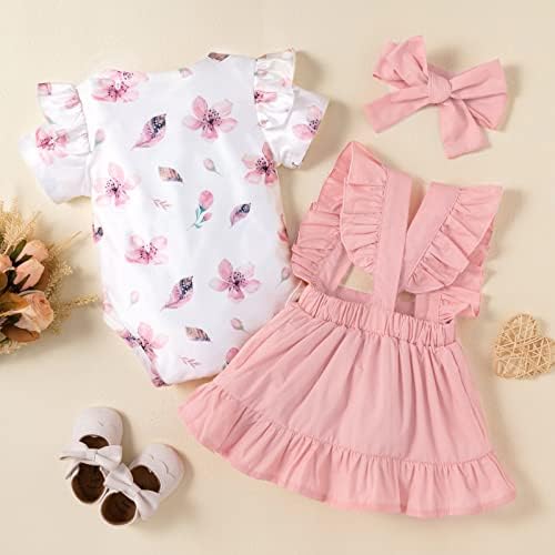 XBGQASU novorođene djevojke s kratkim rukavima cvjetni ruffle romper topls suknja od novorođenčadi set Little Girl Ukupna haljina