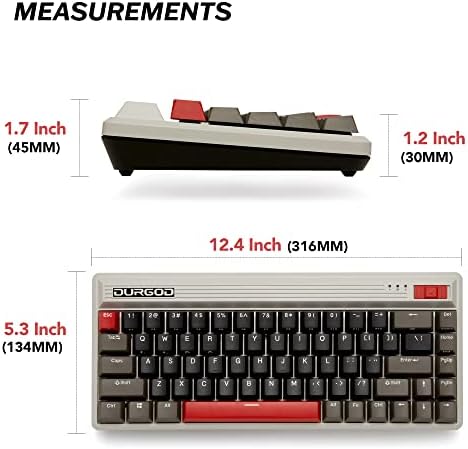 Durgod Fusion mehanička Retro tastatura / 65% raspored | bežična 2.4 GHz, Bluetooth 5.0, USB C | Doubleshot PBT | do 40 dana trajanje