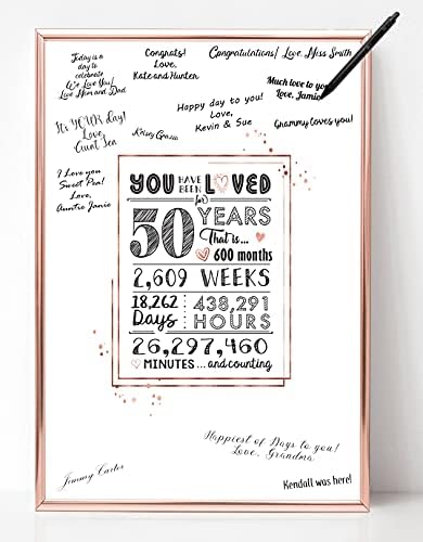 Katie Doodle Rose Gold ukrasi za 50. rođendan žene-slatka alternativa Knjiga gostiju - sjajni pokloni za 50. rođendan za žene ili