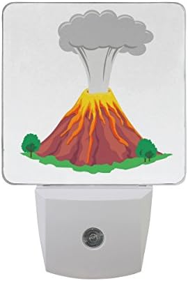 Naanle Set 2 Cartoon aktivni vulkan erupcije sa gasom na bijelom Auto senzoru LED sumrak do zore Night Light Plug in Indoor for Adults