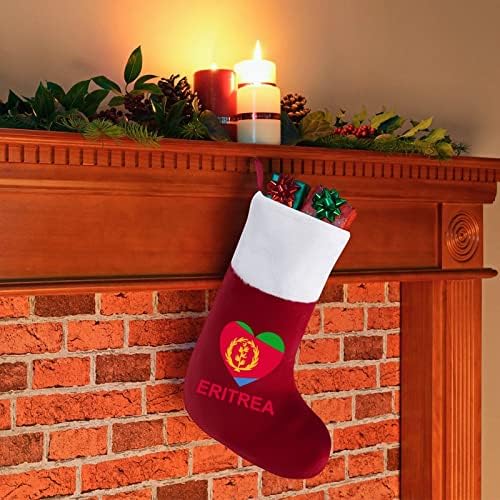 Ljubav Eritrea Božićne čarape za čarape sa plišanim kaminom visi za Xmas Tree Doc dekor