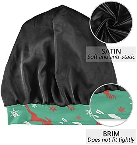 Kapa s lubanjem za spavanje Radni šešir Bonnet Beanies za žene Božićne novogodišnje Snowflakes Crveni zeleni elk jelen Spavaća kapa Radni šešir za kosu noćne kape