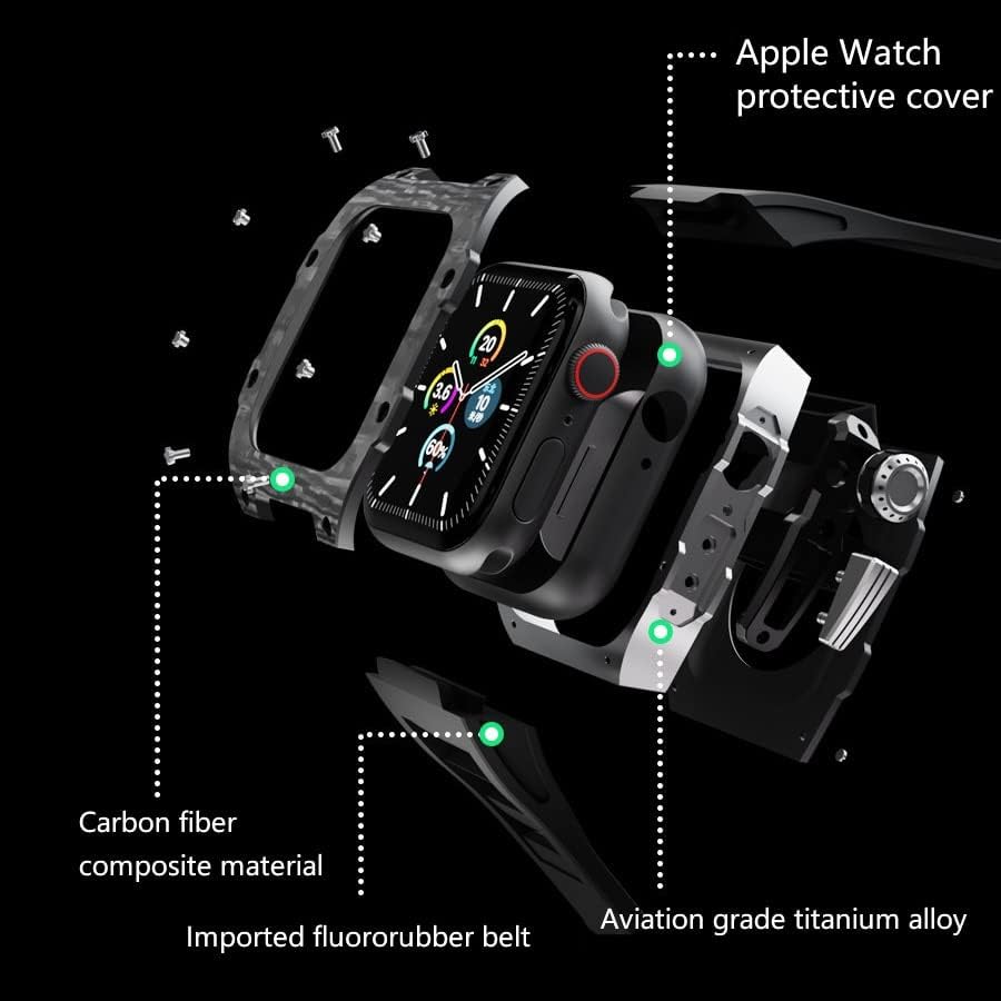 Luksuzna futrola od karbonskih vlakana za Apple Watch 8 bend 45mm serija 7 6 nehrđajući čelik IWATCH serija 8 5 4 SE 44mm DIY modifikacijski komplet