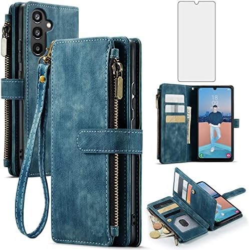 Asuwish futrola za Samsung Galaxy A54 5G poklopac zaslona i kaljeno staklo zaštitnik kože Flip kreditne kartice držač nosača stalak