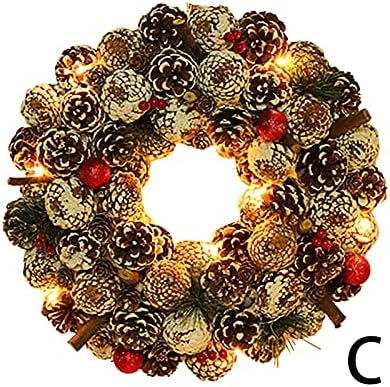 Xios božićni ukras Zimski odmor Božićni vijenac sa obojenim kuglicama u iglasnih malih bijelih svjetla ukras wineat wb06x10943