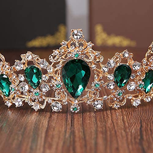 SNOWH vjenčane Krune za mladenku - prekrasna Rođendanska kruna Rhinestone princeza Tiara traka za glavu Svadbeni nakit za kosu za rođendan Halloween Prom Emerald