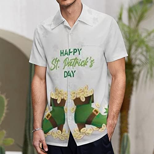 FAMOORE Dugi rukav Shirt Pack Muškarci Mens St Patricks Day 3D Digitalni štampani džepni reveri Jednostruki kratki rukav