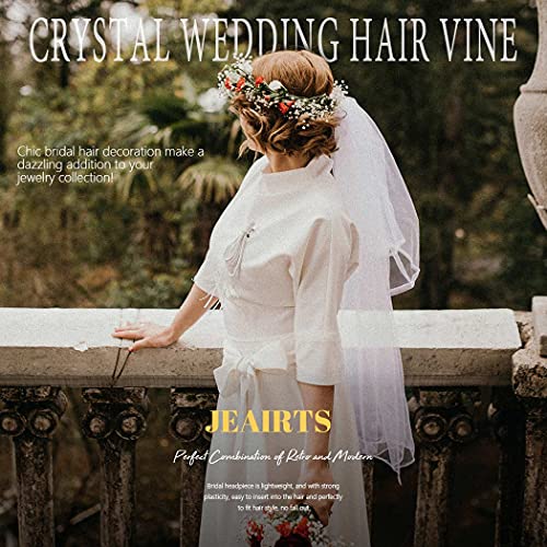 JEAIRTS Bride Flower vjenčanje Hair Vine Pearl Bridal Hair Pieces Rhinestone list Headpiece Crystal vjenčanje Hair Accessories za