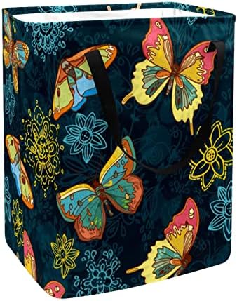 Leptir u boji sa cvjetnim printom sklopiva korpa za veš, 60L vodootporne korpe za veš kanta za veš igračke ostava za spavaonicu u