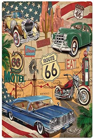 Originalni Retro dizajn limeni metalni zidni umjetnički znakovi, Route 66 debeli Limeni Print zidni ukras postera za mušku pećinu…