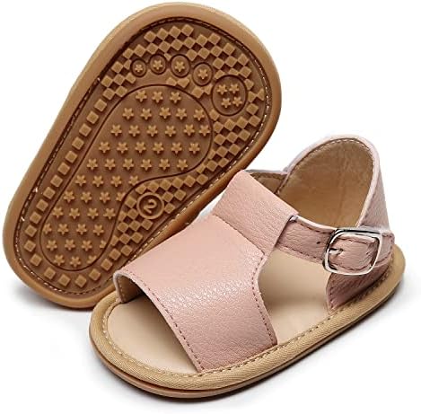 Hongteya Baby Girls Boys Sandale 0-24 mjeseci TODDLER Ljetne dječje cipele Neklizajuće gumene jedinice, novorođenčad za hodanje cipele Otvoreni nožni prst sa kukom i petljom na otvorenom