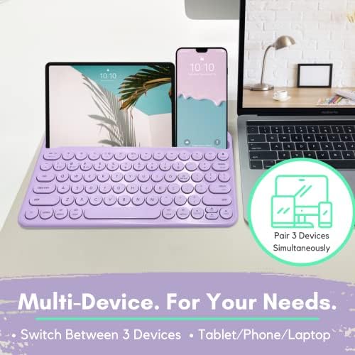 Macally mala Bluetooth tastatura za Tablet i telefon-univerzalna kompatibilnost sa više uređaja - punjiva bežična tastatura za iPhone-78 ključ Bluetooth iPad tastatura-ljubičasta