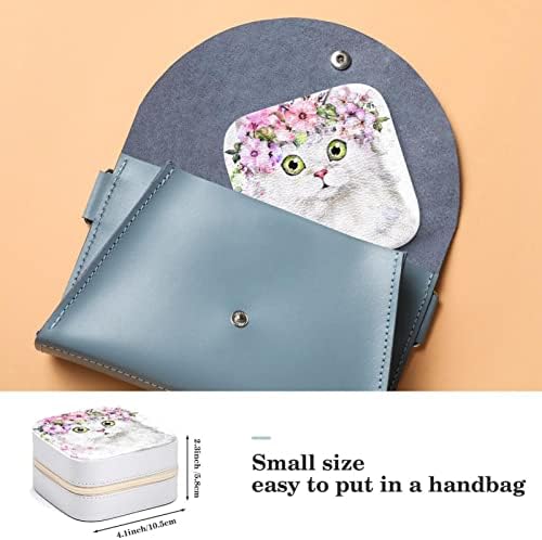 Mini Travel prenosiva torbica za nakit za prsten, privjesak, minđuše, kutija za organizatore ogrlica, rođendanski pokloni slatka akvarelna cvjetna mačka