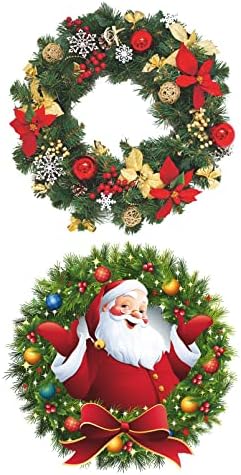 Božićni vin od zidnih naljepnica Santa Claus Poinsettia Holly Xmas Garland Windows Chiling naljepnice za kućni uređivanje