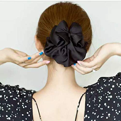 Ženska kopča za kosu, Profesionalna Navlaka za punđu za kosu, mrežica za ukosnice Snood Hairnet 3D luk-knot Decor Hair Clip Hairnet,Crna