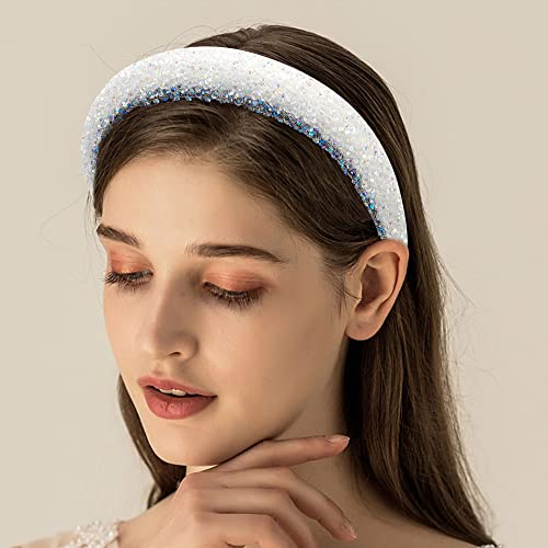Atoden bijela traka za glavu Rhinestone Headbands za žene podstavljene trake za glavu za žensku kosu non slip Sequin Diamond Headband