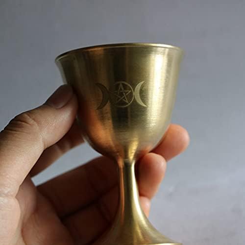 Cabilock Holy Brass Pehar Cup Vintage Wine Pehar Handmade Pentagram Wine Cup Embossed Feng Shui Kip Lucky Wealth Ornament For Housewarming