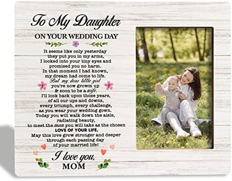HILUS za kćer fotografije okvira, drveni okvir okvira za slike, mama za mladenku kćer prisutna na dan vjenčanja, pamtljivi vjenčani