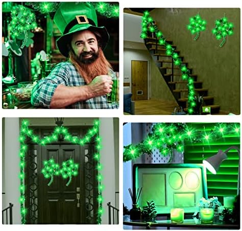 LED Dnevne dekoracije St.Patricki - 2 kom. St.Patrick-ova svjetlost Tinsel vijenac od 16,4ft dugačak sa 2 kom. Shamrocks Wire Garland