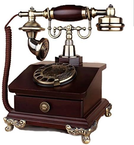 UxZDX Cujux Retro telefon, antički stil telefon sa drvom i metalnim kućištem, funkcionalno rotacijsko biranje i utičnica Crveni telefon,