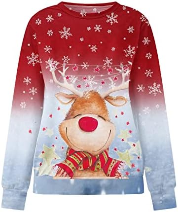 Akollsppnsy Crewneck Dukseri za žene plus veličine Božićni print Pulover mekane uniforme Womans vrhovi za jesen 22