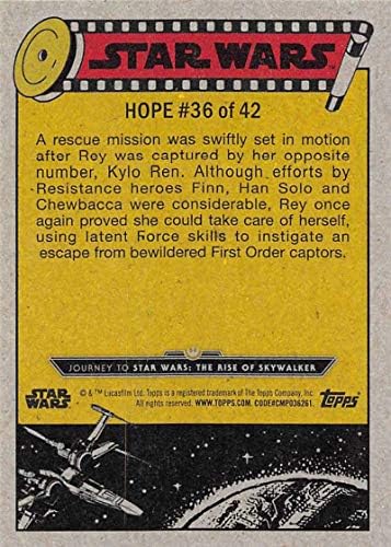 2019 TOPPS STAR WARS Putovanja za uspon Skywalker 36 Misija za spašavanje Rey Trading Card