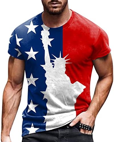 Ubst Muške majice kratkih rukava, 4. jula Američka zastava na vrhu Ljeto Slim Fit mišićne casual tees