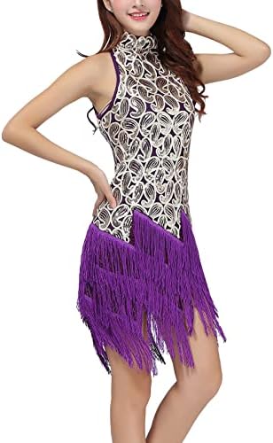 ABAFIP Women Glitter Sequin Tassel Latino plesna haljina 20s Fripper Fringe Kvača Salsa Chacha Tango Modern Dance Mini haljina