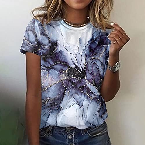 Ženski ljetni vrhovi Plus veličine vrhova O-izrez Print Majica kratkih rukava, Ležerne prilike Laise Bluze Thirts
