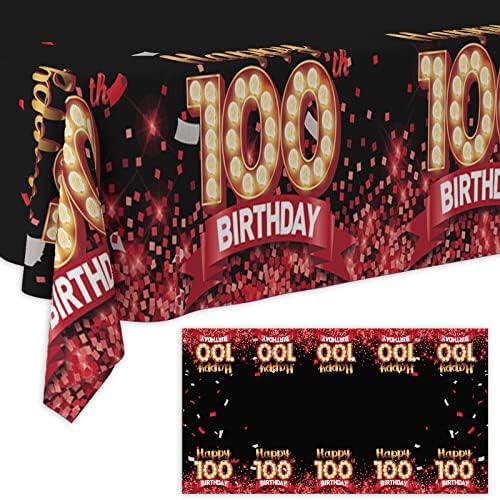 ORIKEK 0100th rođendan stolnjak Red 0100th rođendan zalihe ukrasiti Muškarci Žene za Unutarnji Vanjski potrepštine plastike pravougaonik