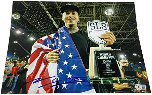 Nyjah Huston potpisao je autogramirano 11x14 photo olimpijada Skateboarder Beckett COA