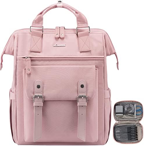 LOVEVOOK ruksak za Laptop, učiteljica medicinska sestra radni putni ruksaci torbica za žene, Računarska torba sa USB priključkom za punjenje, 17 inča ružičasto Bijela