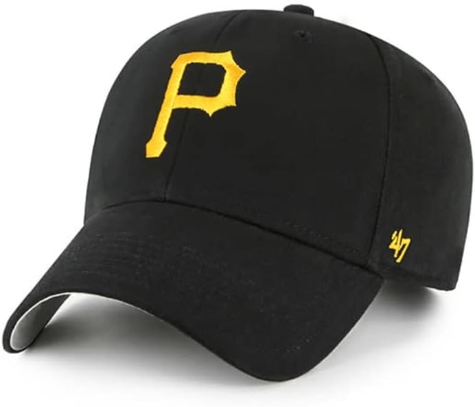 '47 Pittsburgh Pirates Omladinski Osnovni MVP podesivi Velcroback crni šešir sa zlatnim logotipom