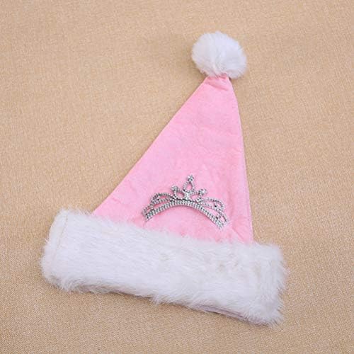2kom Pink pliš Božić kape Crown Decor Santa šešir Božić Headdress Party Favors Photo Prop za djecu odrasle Božić dekoracije