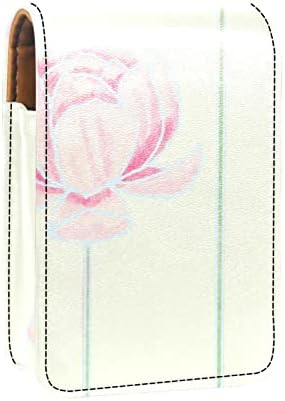 ORYUEKAN Mini torba za šminkanje sa ogledalom, torbica za kvačilo od umjetne ruževe, lotosov cvijet Vintage umjetnički jednostavan crtež