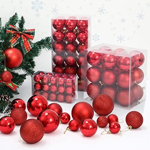 LessMo 30kom 2.36 Red Božić kugle Ornament za Božić drvo, Red Shatterproof božićno drvo dekoracije, dekorativni viseća kugle ukrasi Baubles, za odmor Party Decor